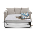 Branston Oatmeal Soft Weave 2 Seater Sofabed with Blue Scatter Cushions from Roseland Furniture