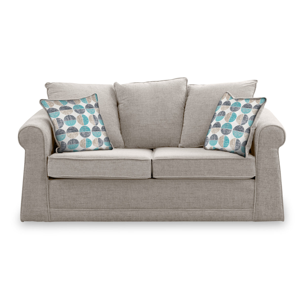 Branston Oatmeal Soft Weave 2 Seater Sofabed with Duck Egg Scatter Cushions from Roseland Furniture