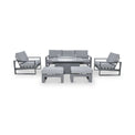 Maze Amalfi 3 Seat Sofa Outdoor Dining Set with Rectangular Fire Pit Table