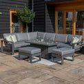 Maze Amalfi Grey Large Corner Dining with Rectangular Fire Pit Table from Roseland Furniture