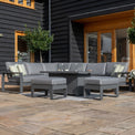 Maze Amalfi Grey Large Outdoor Corner Dining with Rectangular Fire Pit Table