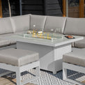Maze Amalfi White Large Outdoor Corner Dining with Rectangular Fire Pit Table