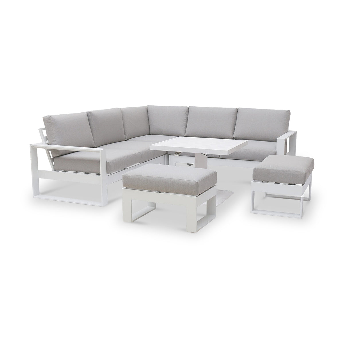 Amalfi White Small Corner Dining with Square Rising Table from Roseland Furniture