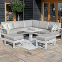 Amalfi White Small Outdoor Corner Dining with Square Rising Table