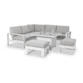 Maze Amalfi White Small Outdoor Corner Dining with Square Fire Pit Table