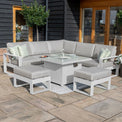 Maze Amalfi White Small Outdoor Corner Dining with Square Fire Pit Table from Roseland Furniture