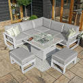 Maze Amalfi White Small Outdoor Corner Dining with Square Fire Pit Table