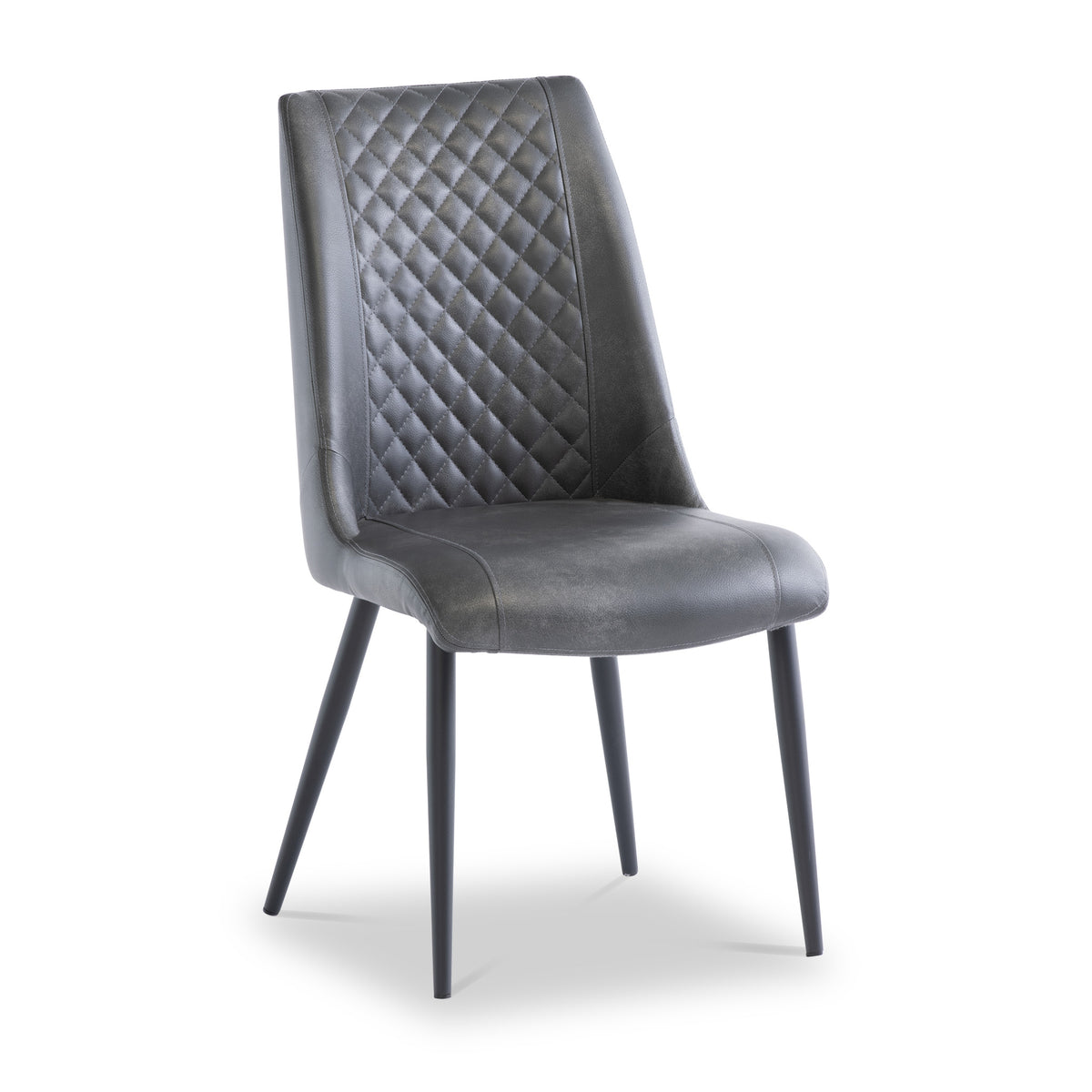 Spencer Grey Faux Leather Quilted Dining Chair from Roseland Furniture