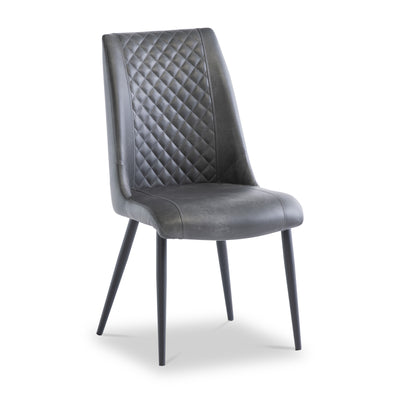 Spencer Grey Faux Leather Quilted Dining Chair