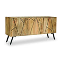 Maddox Grooved Mango Wood 3 Door Sideboard Cabinet from Roseland Furniture