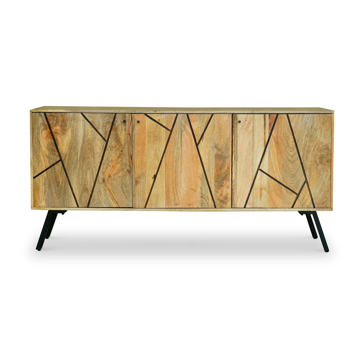 Maddox Grooved Mango Wood 3 Door Large Sideboard Cabinet
