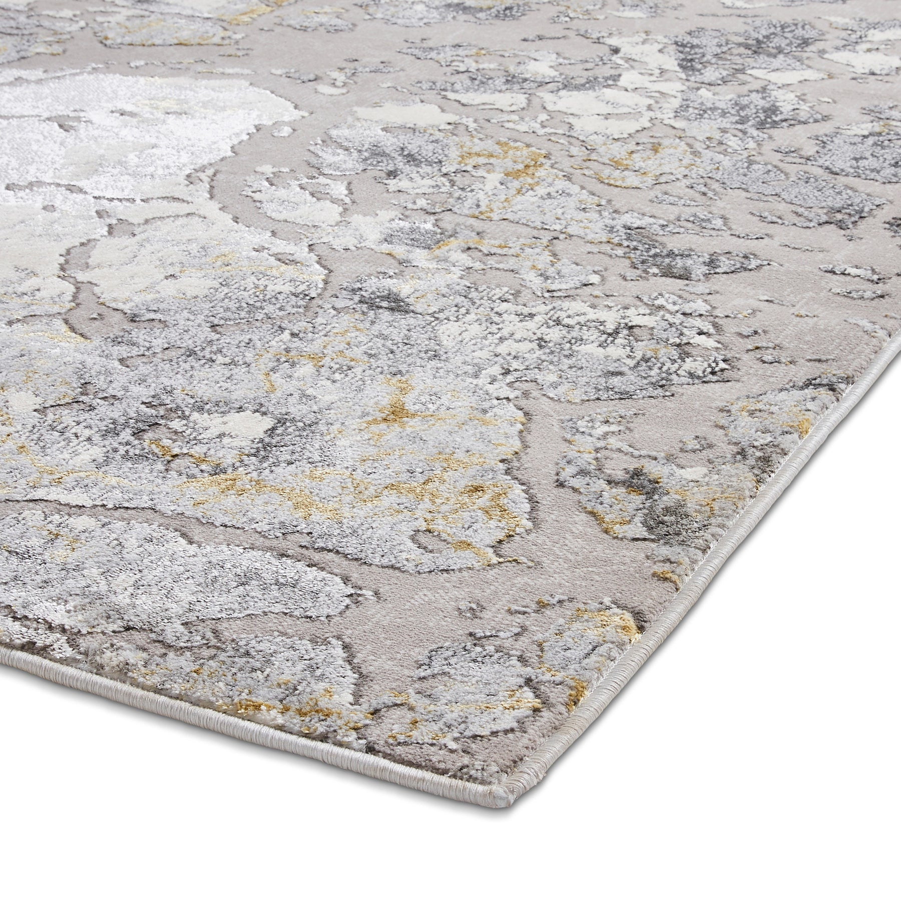 Aldrin Grey Gold Marble Effect Rug