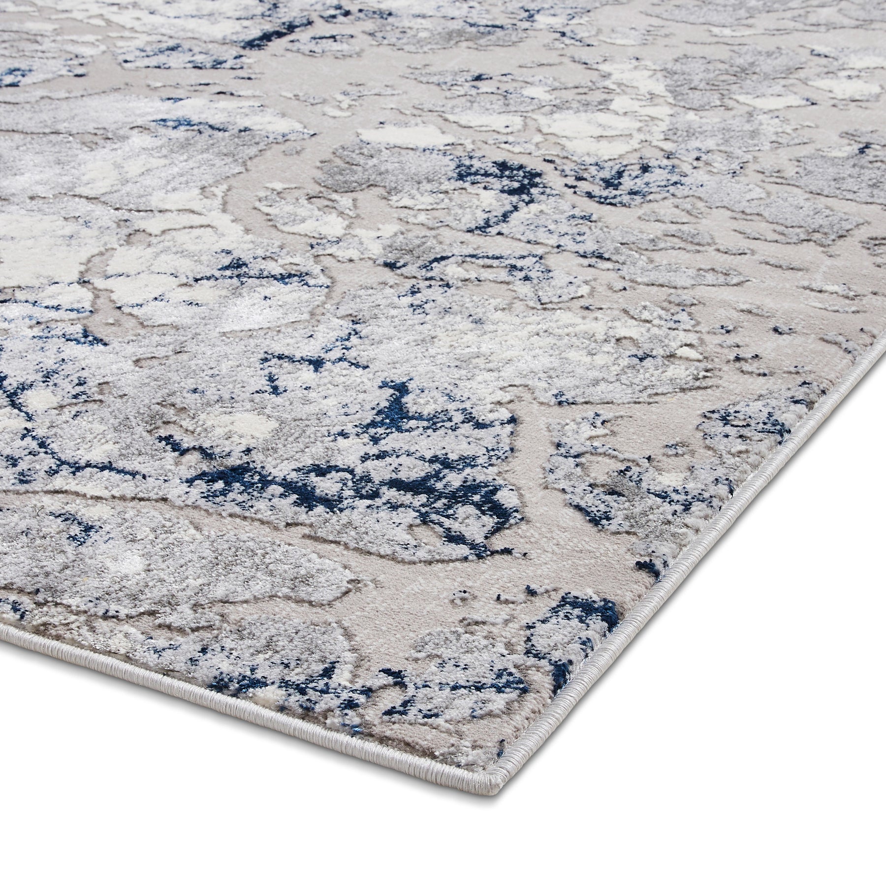Aldrin Grey Navy Marble Effect Rug
