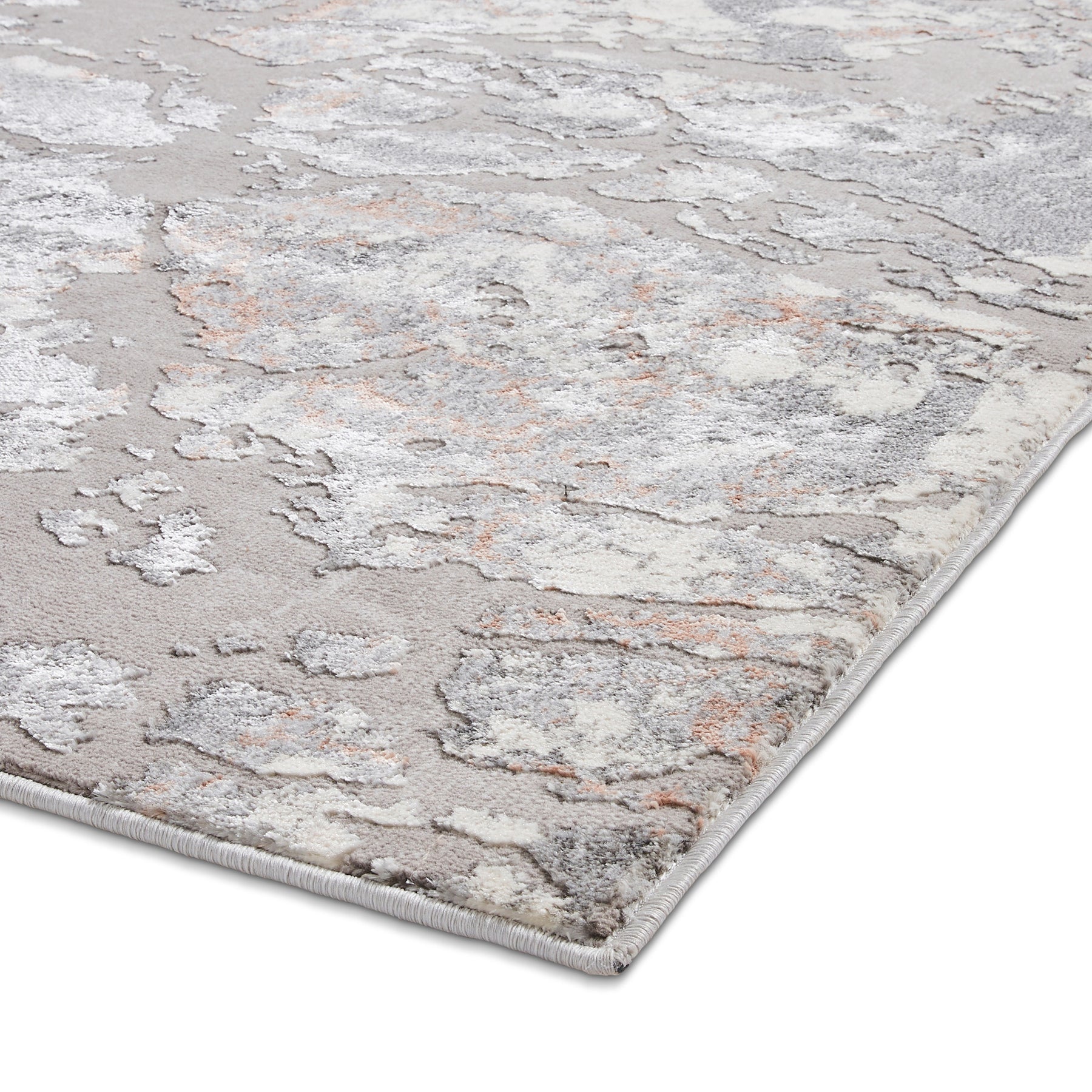 Aldrin Grey Rose Marble Effect Rug