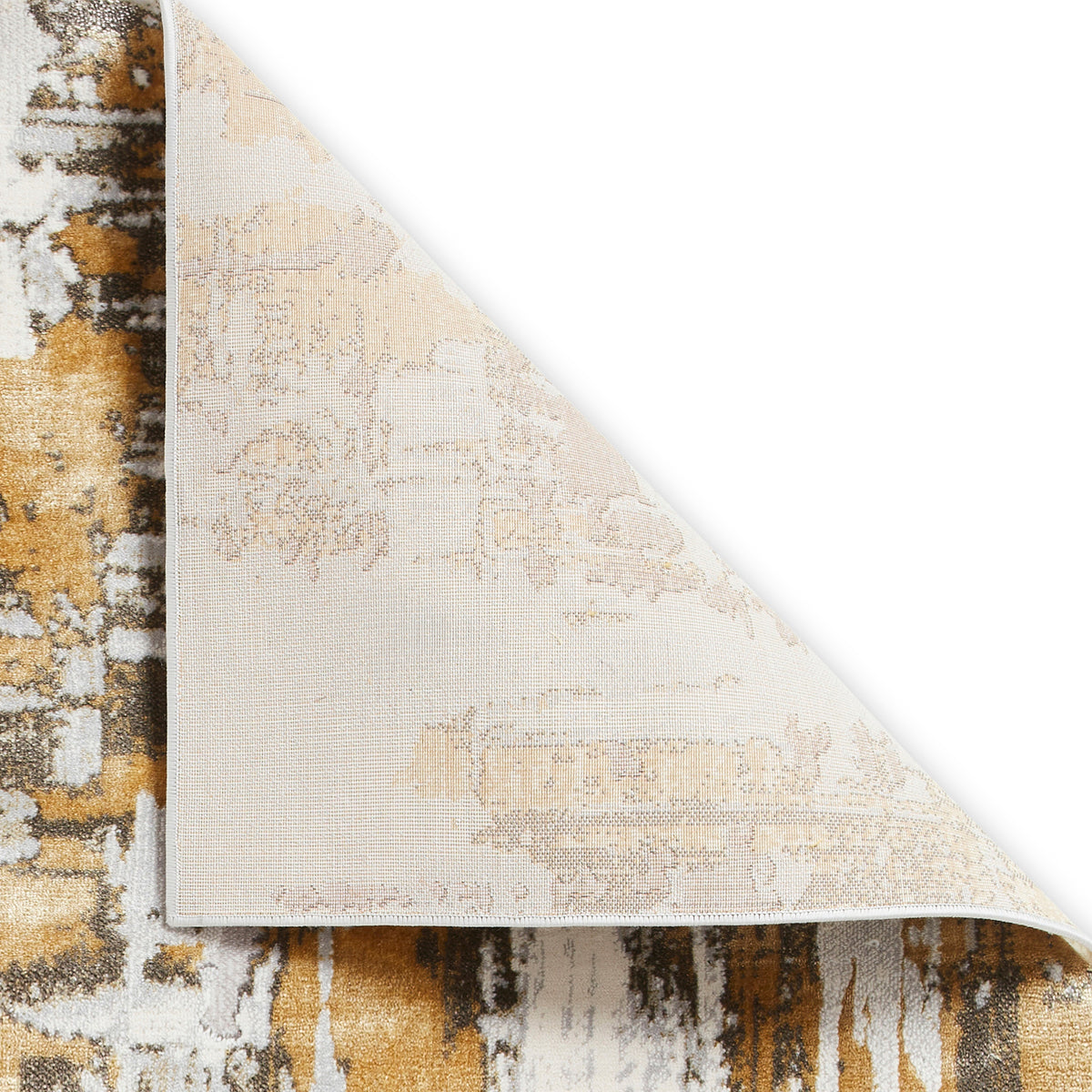 Aldrin Grey Gold Distressed Patterned Rug