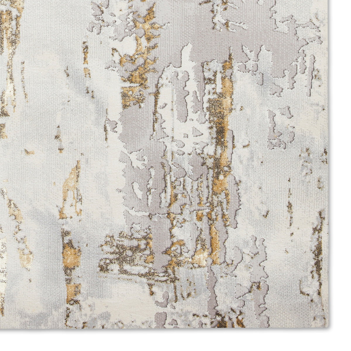 Aldrin Grey Gold Distressed Patterned Rug