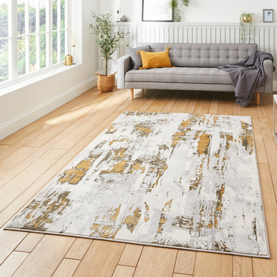 Aldrin Grey Distressed Patterned Rug