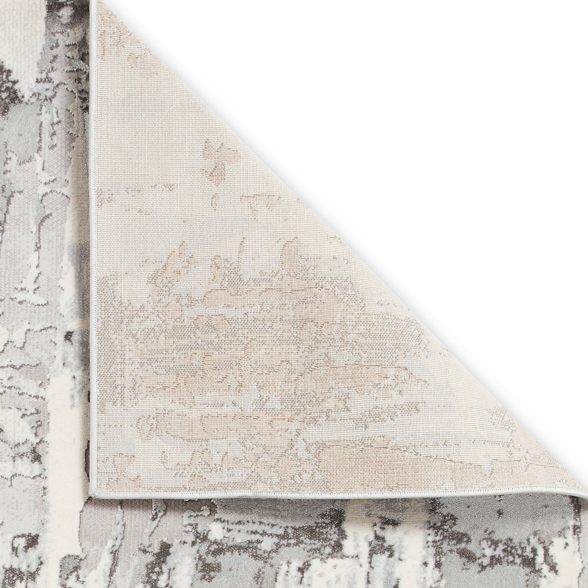 Aldrin Grey Ivory Distressed Patterned Rug