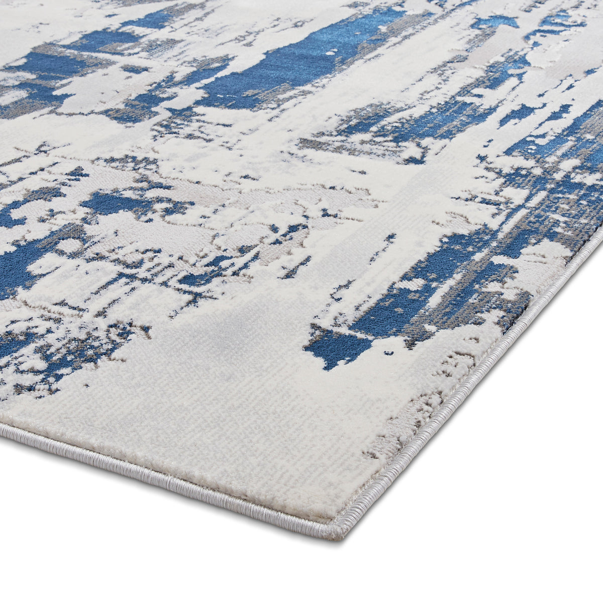 Aldrin Grey Navy Distressed Patterned Rug