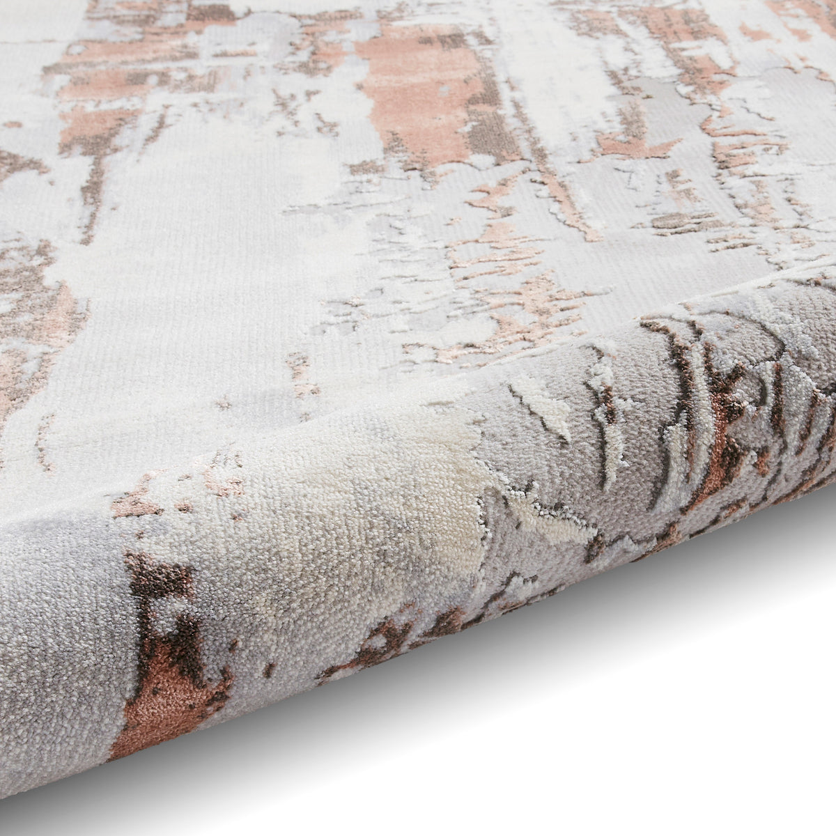 Aldrin Grey Rose Distressed Patterned Rug