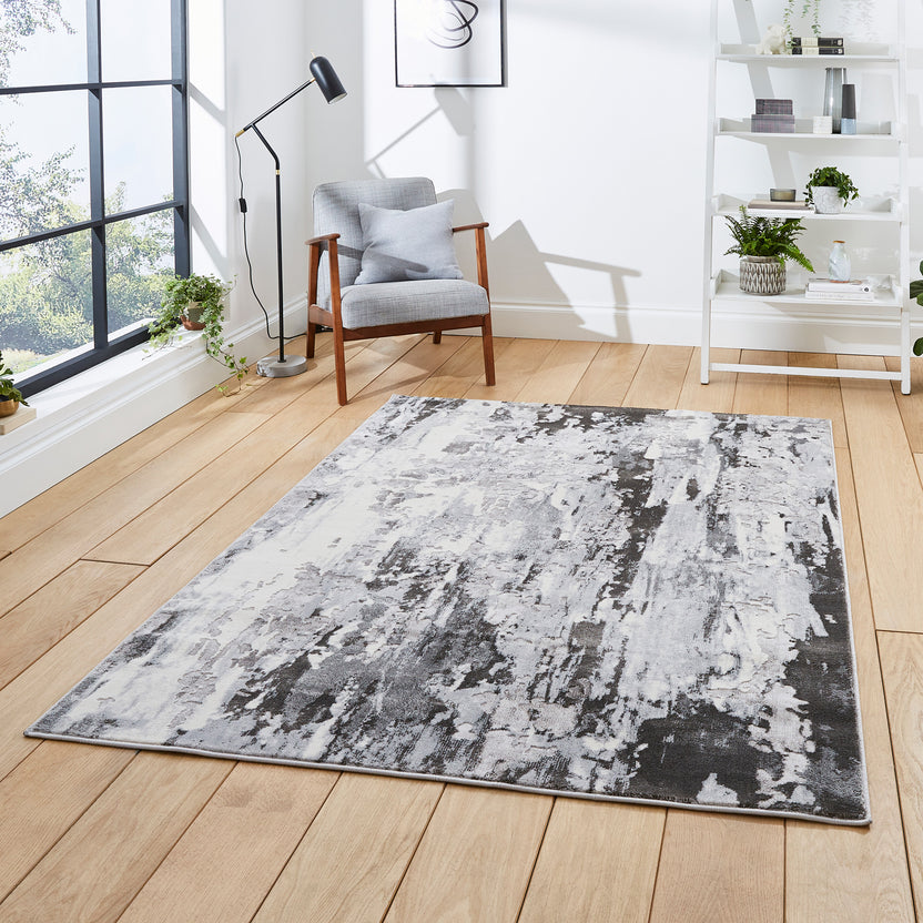 Aldrin Distressed Antique Metallic Effect Rectangular Rug for Living ...
