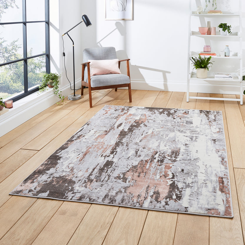 Aldrin Distressed Antique Metallic Effect Rectangular Rug for Living ...