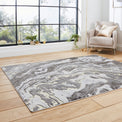 Aldrin Grey gold Marble Swirl Rug for bedroom