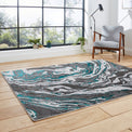 Aldrin Grey Green Marble Swirl Rug