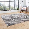 Aldrin Grey Rose Marble Swirl Rug for bedroom