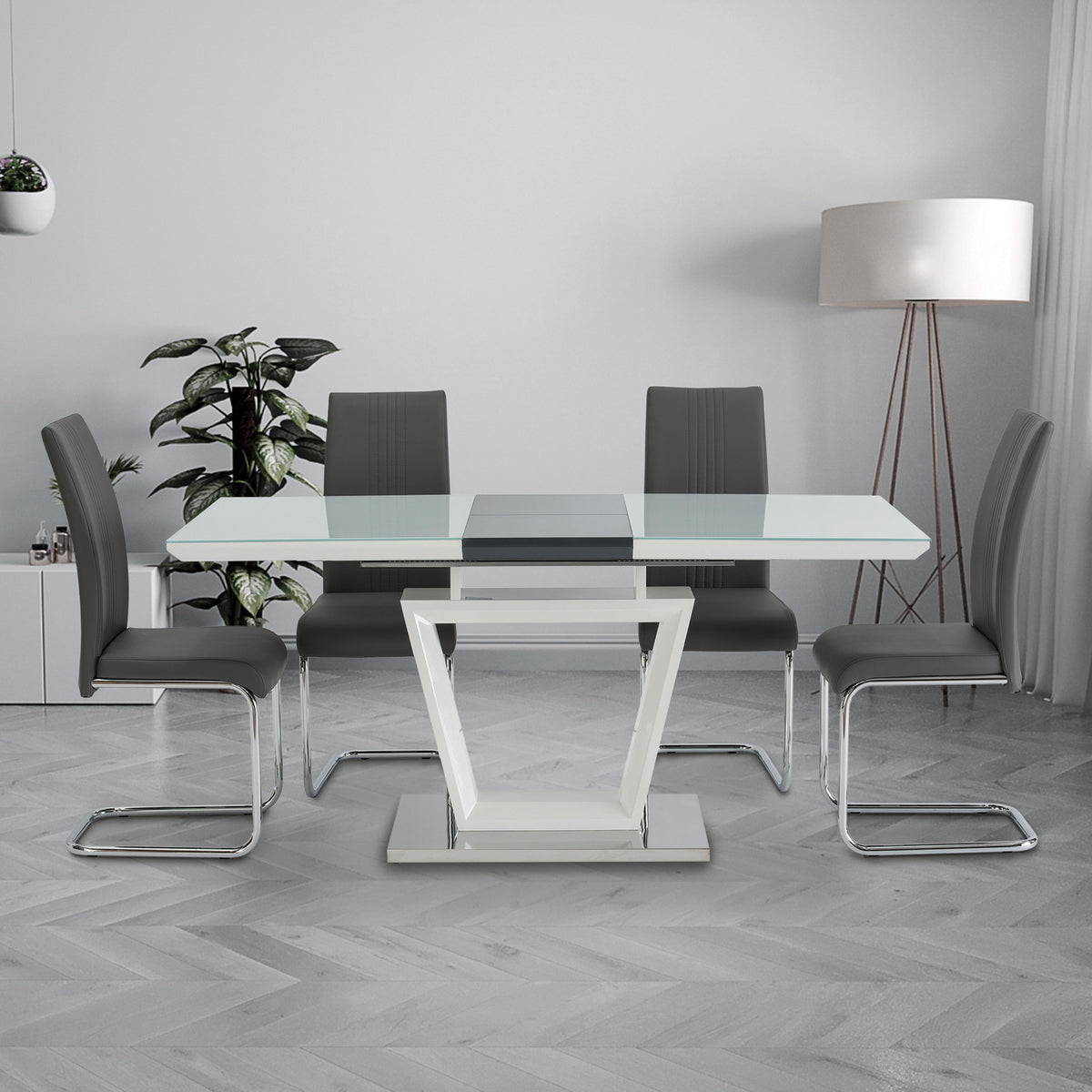 Trent Grey Gloss Extending Dining Table for dining room