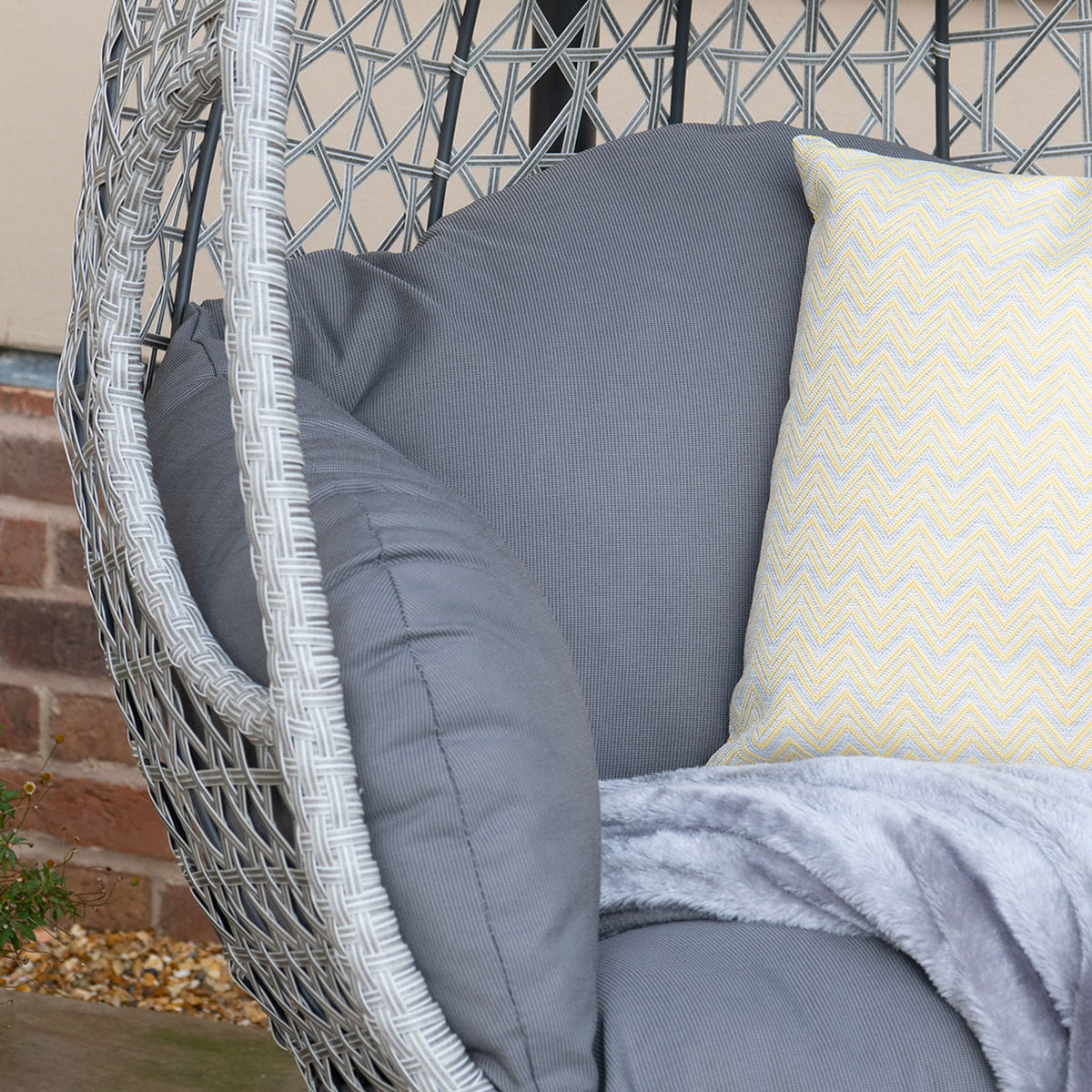 Maze Ascot Grey Outdoor Hanging Egg Chair from Roseland Furniture