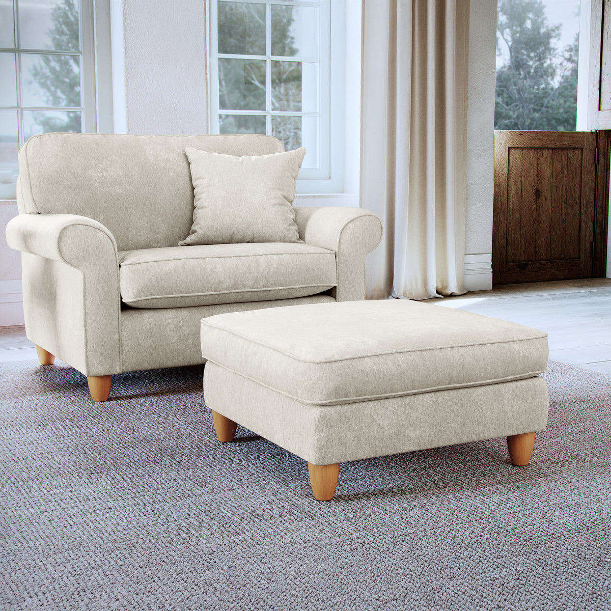 Ashbury Footstool Pearl from Roseland Furniture