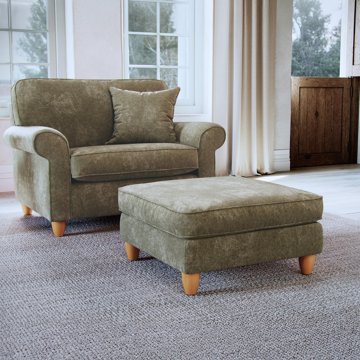 Ashbury Footstool Moss Life1 from Roseland Furniture
