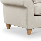 Ashbury Sofa Pearl wooden feet close up