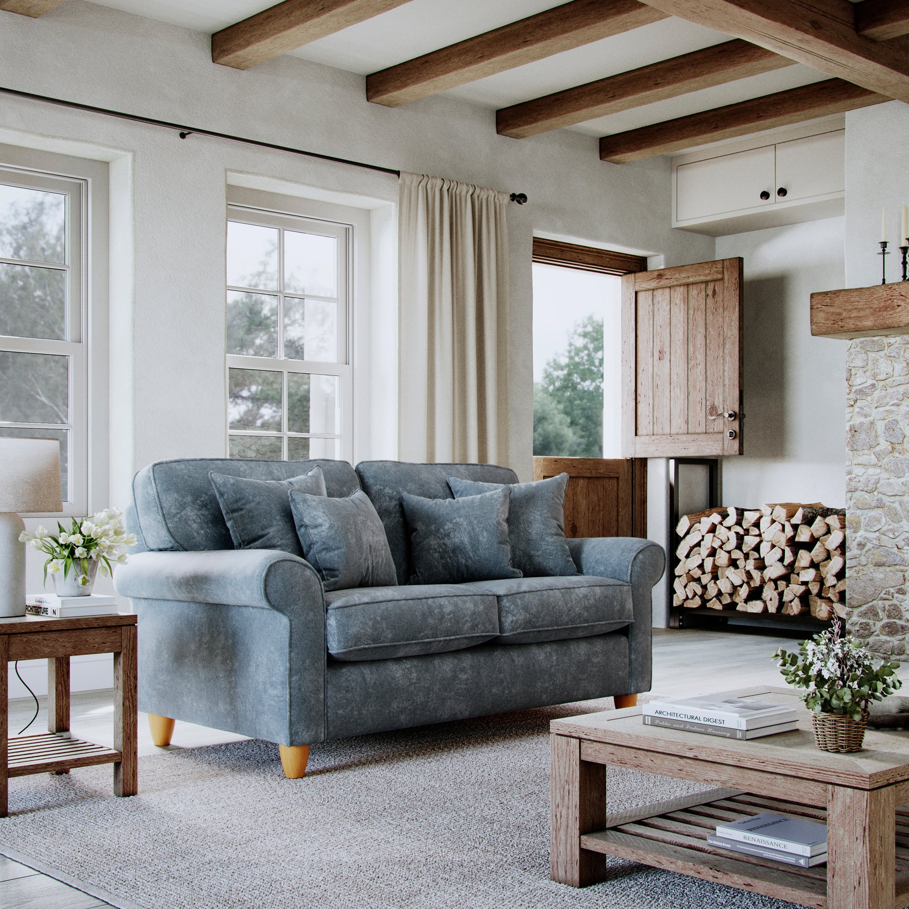 Ashbury 2 Seater Sofa Steel Life1 from Roseland Furniture