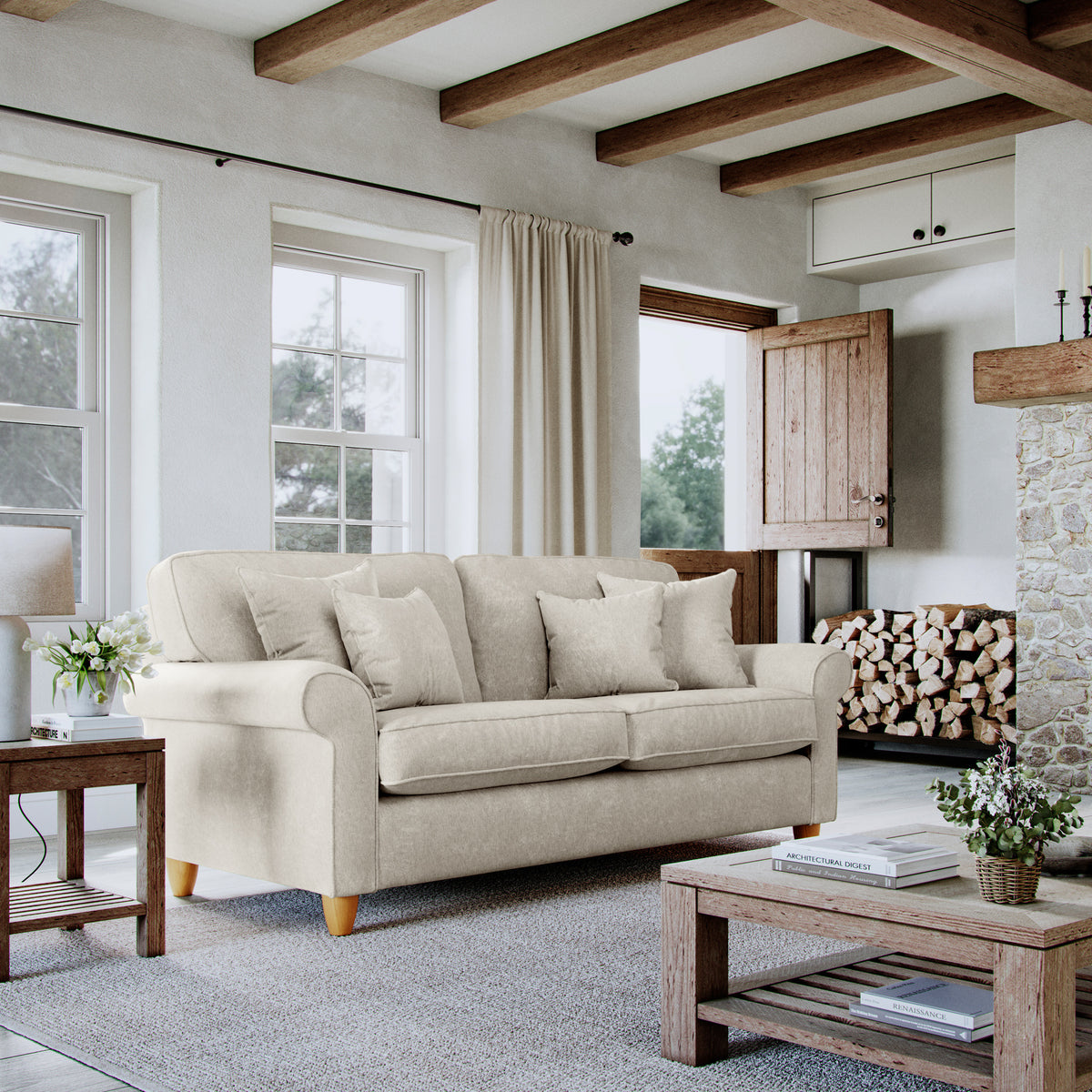 Ashbury 3 Seater Sofa Pearl from Roseland Furniture