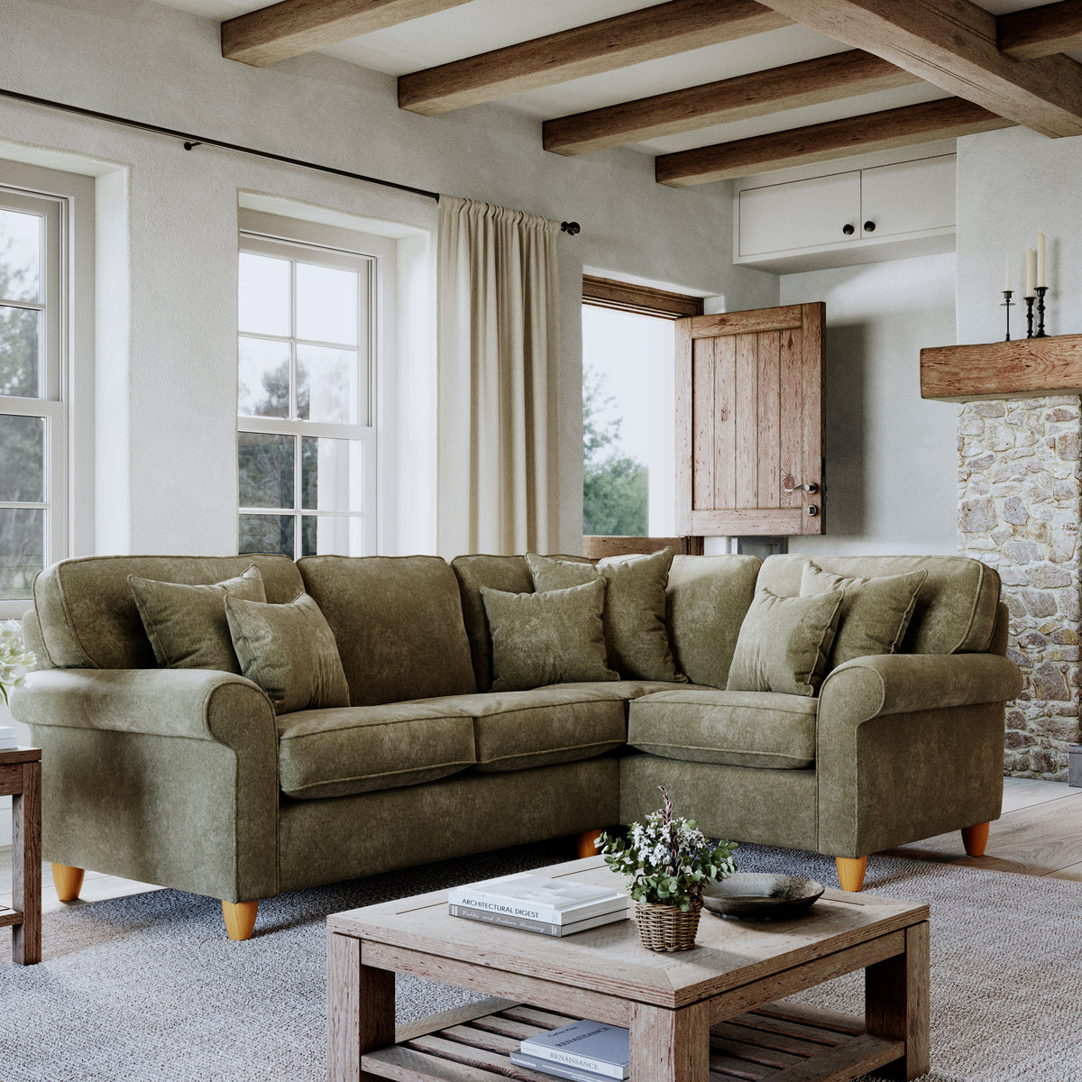 Ashbury RH Corner Sofa Moss Life1 from Roseland Furniture
