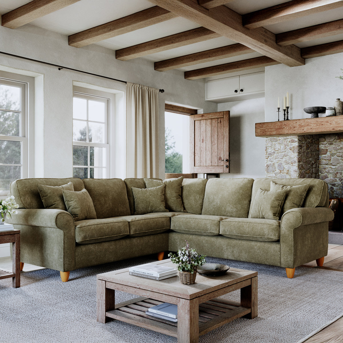 Ashbury Corner Sofa Moss Life1 from Roseland Furniture