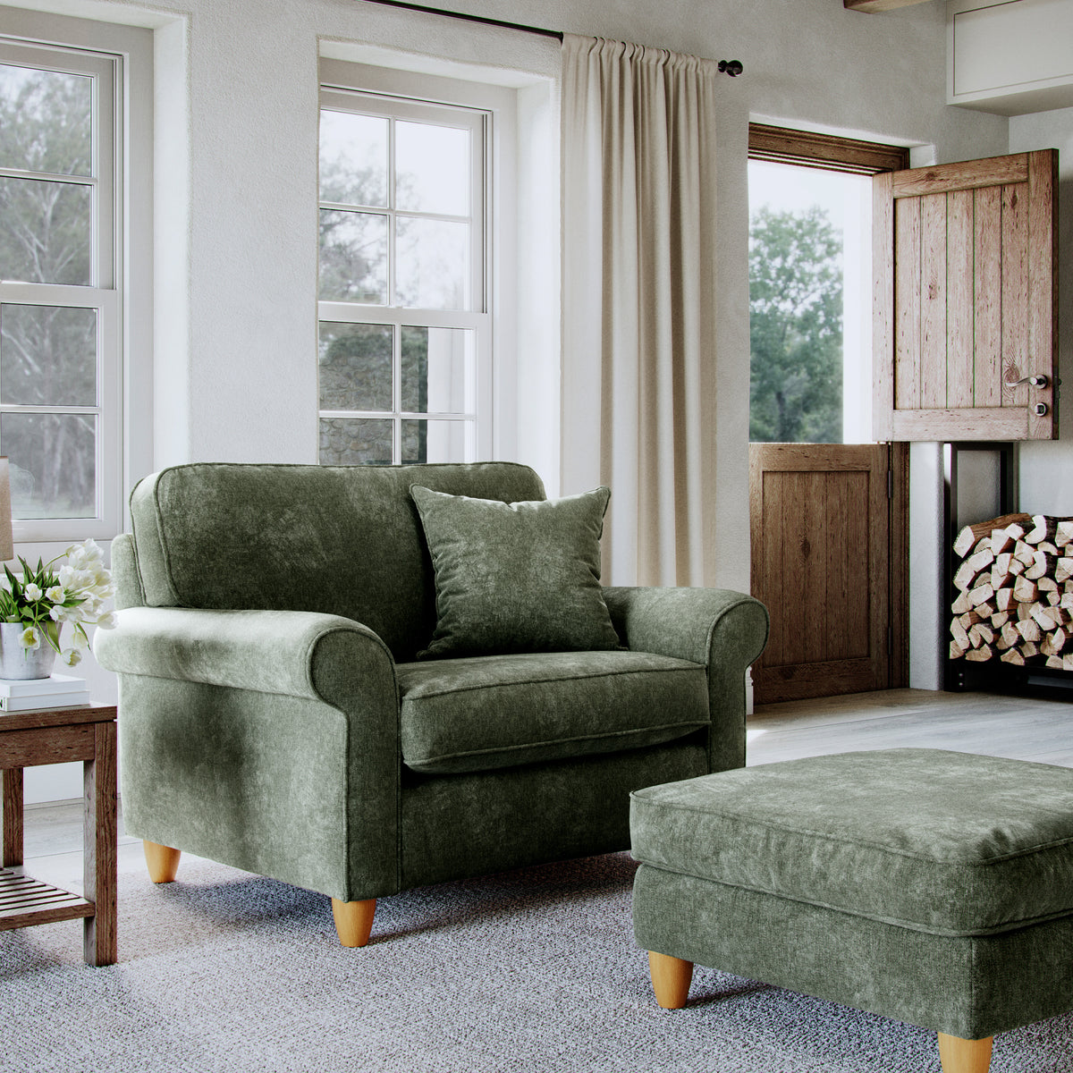 Ashbury Snuggle Chair Moss from Roseland Furniture