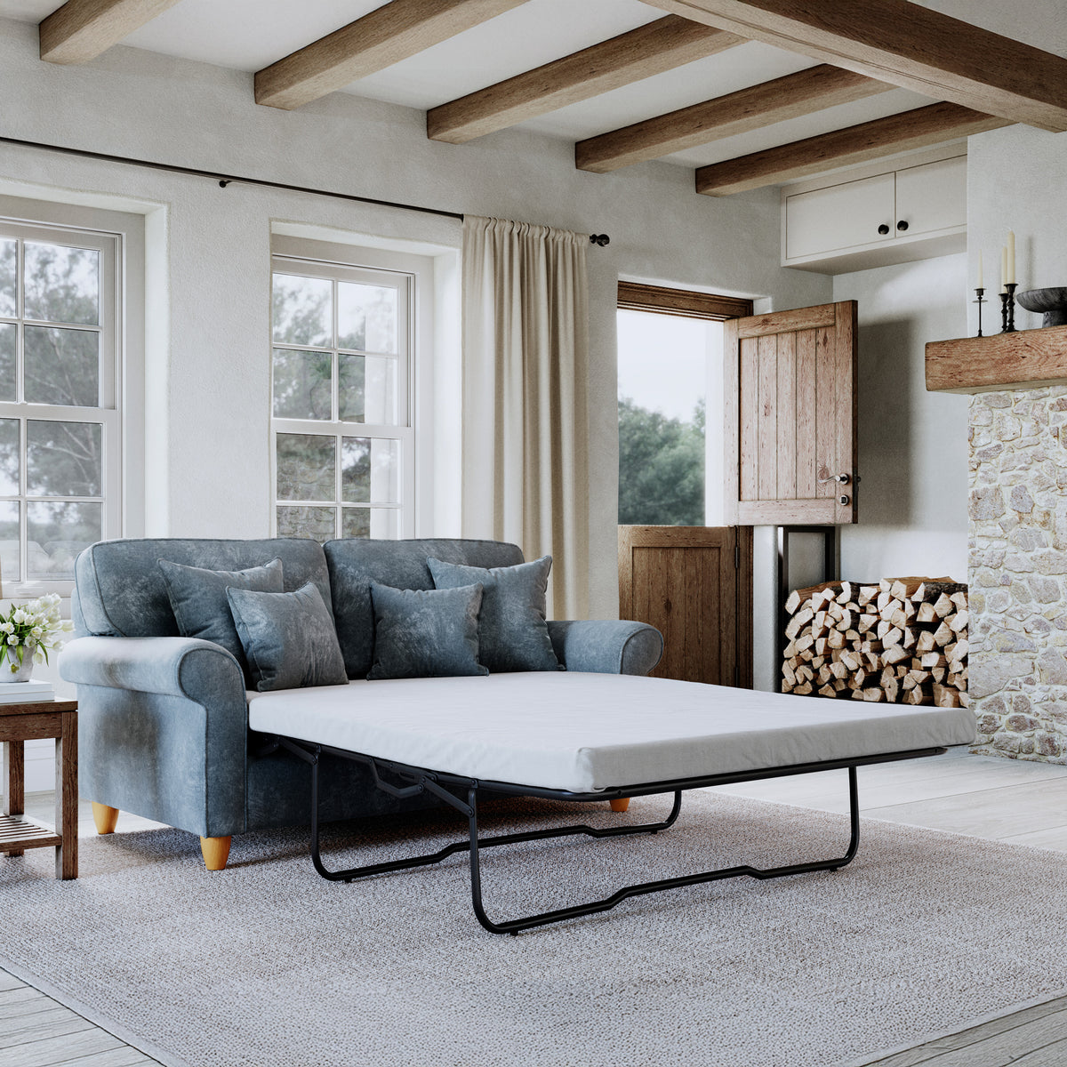 Ashbury 2 Seater Sofa Bed Steel Life1 from Roseland Furniture