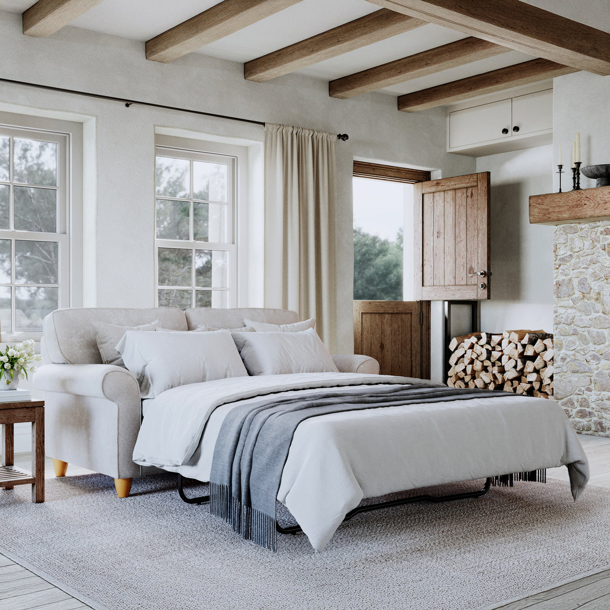 Ashbury 2 Seater Sofa Bed Pearl Life1 from Roseland Furniture
