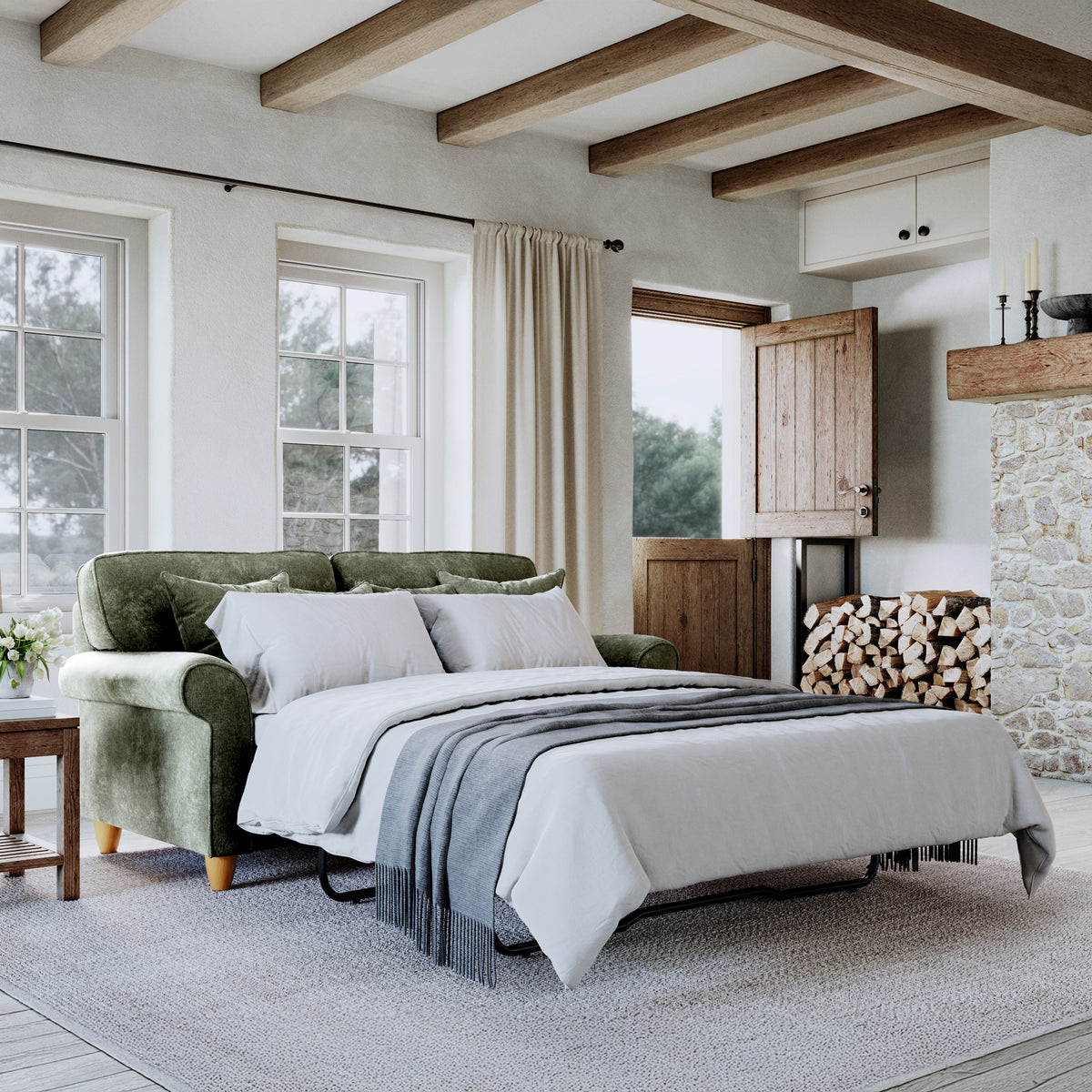 Ashbury 2 Seater Sofa Bed Moss from Roseland Furniture