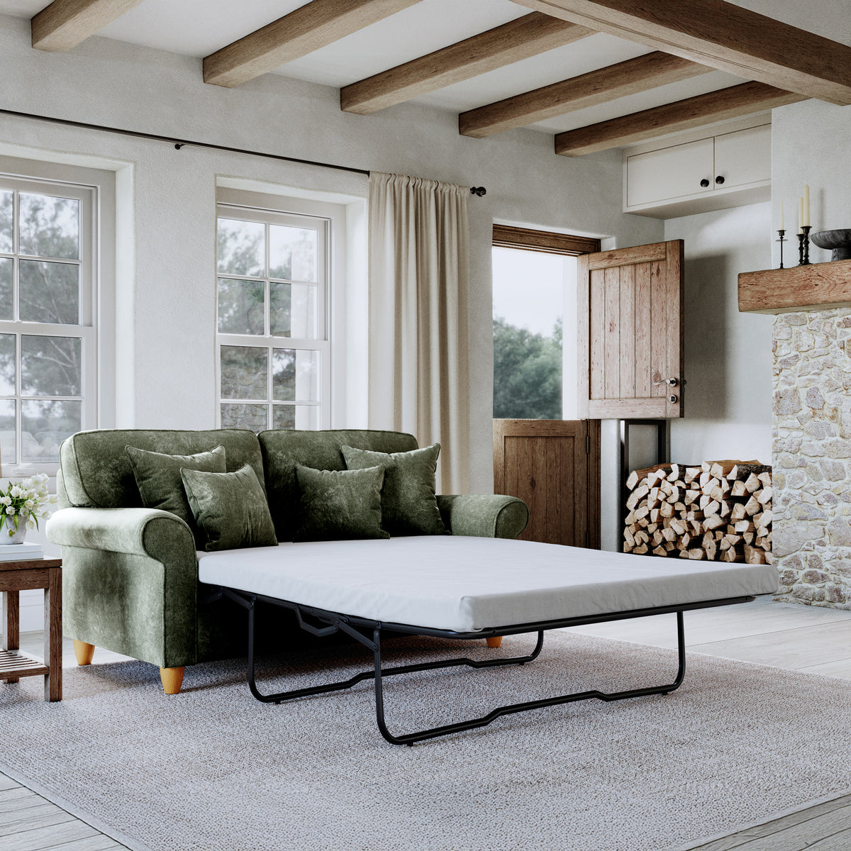 Ashbury 2 Seater Sofa Bed Moss from Roseland Furniture