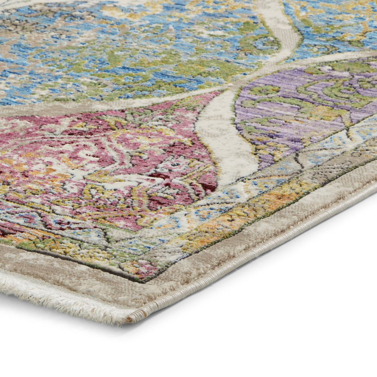 Thea Multicoloured Distressed Traditional Rectangular Rug for Living ...