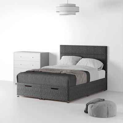 Farrow Bar Linen Ottoman Divan Bed and Deluxe Headboard