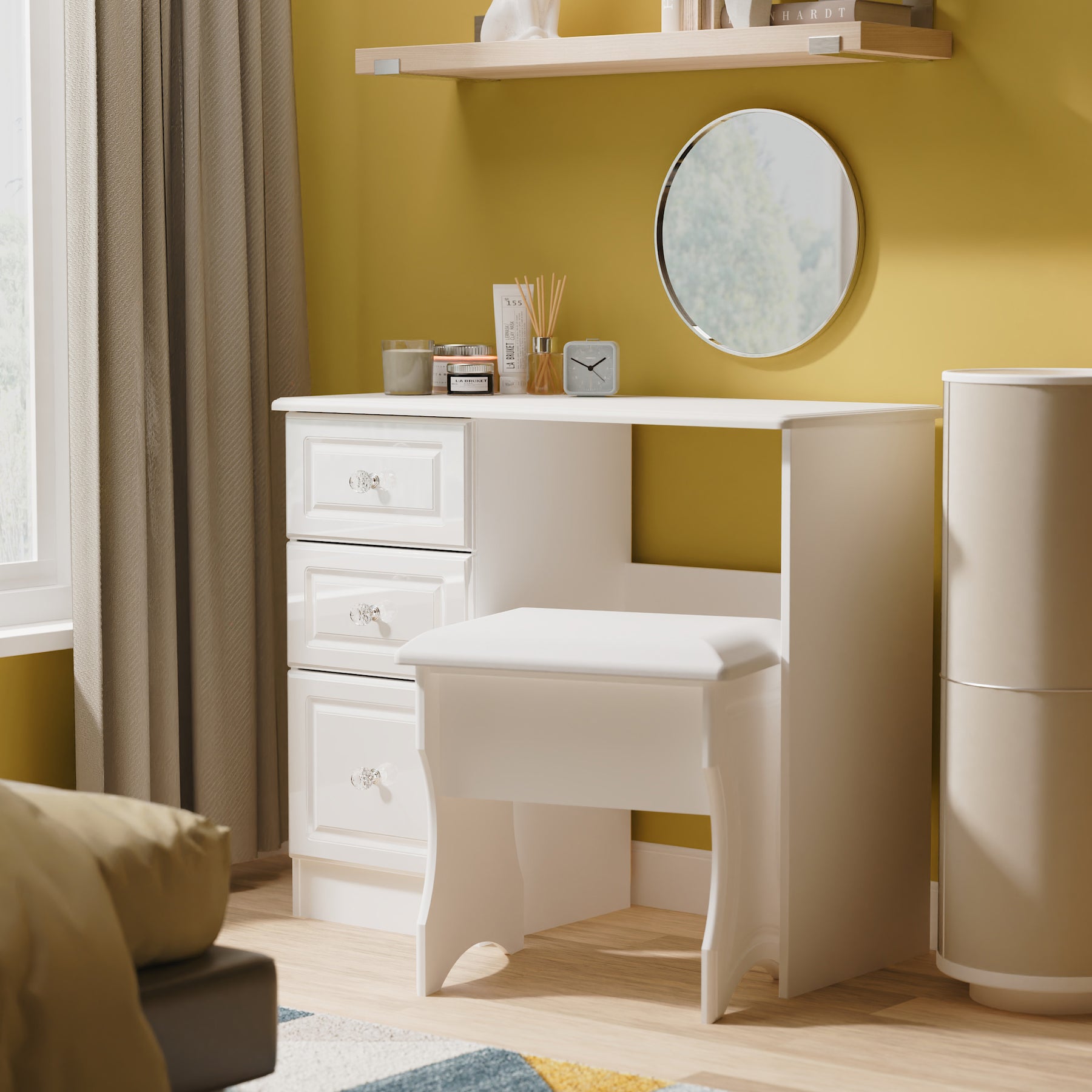 Kinsley White Gloss 3 Drawer Dressing Table from Roseland Furniture