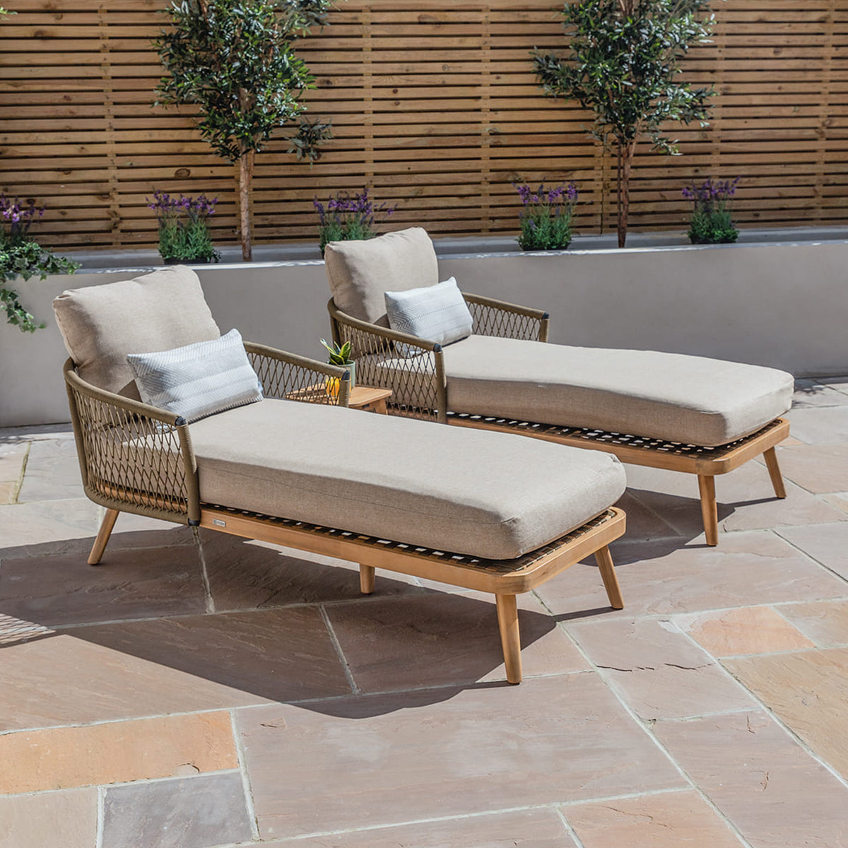 Bali Double Sunlounger Set & Side Table