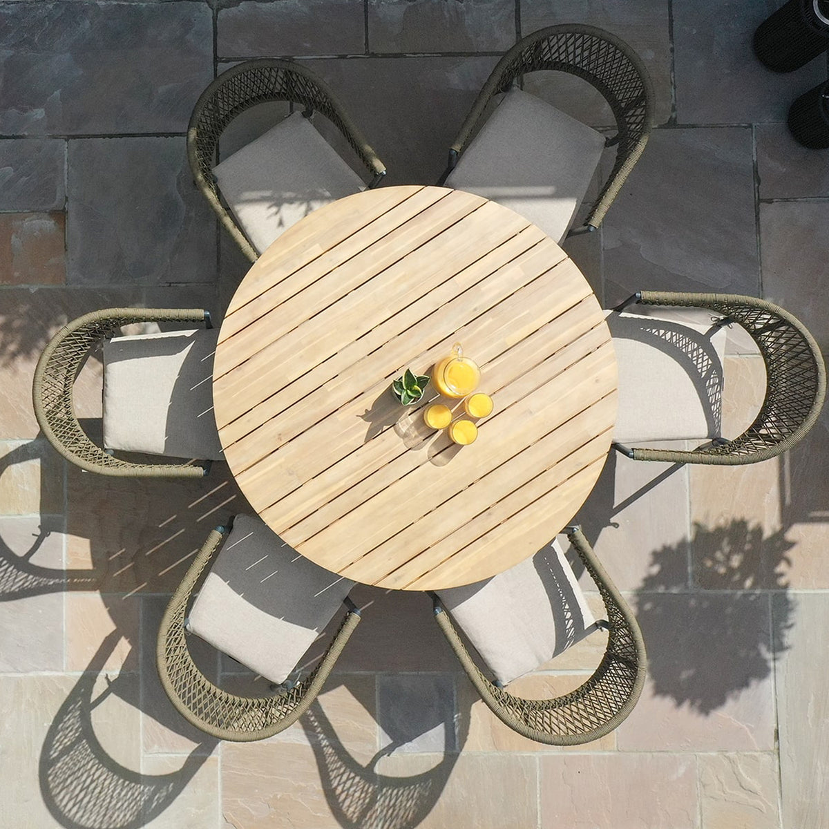 Maze Bali 140cm 6 Seat Round Outdoor Dining Set