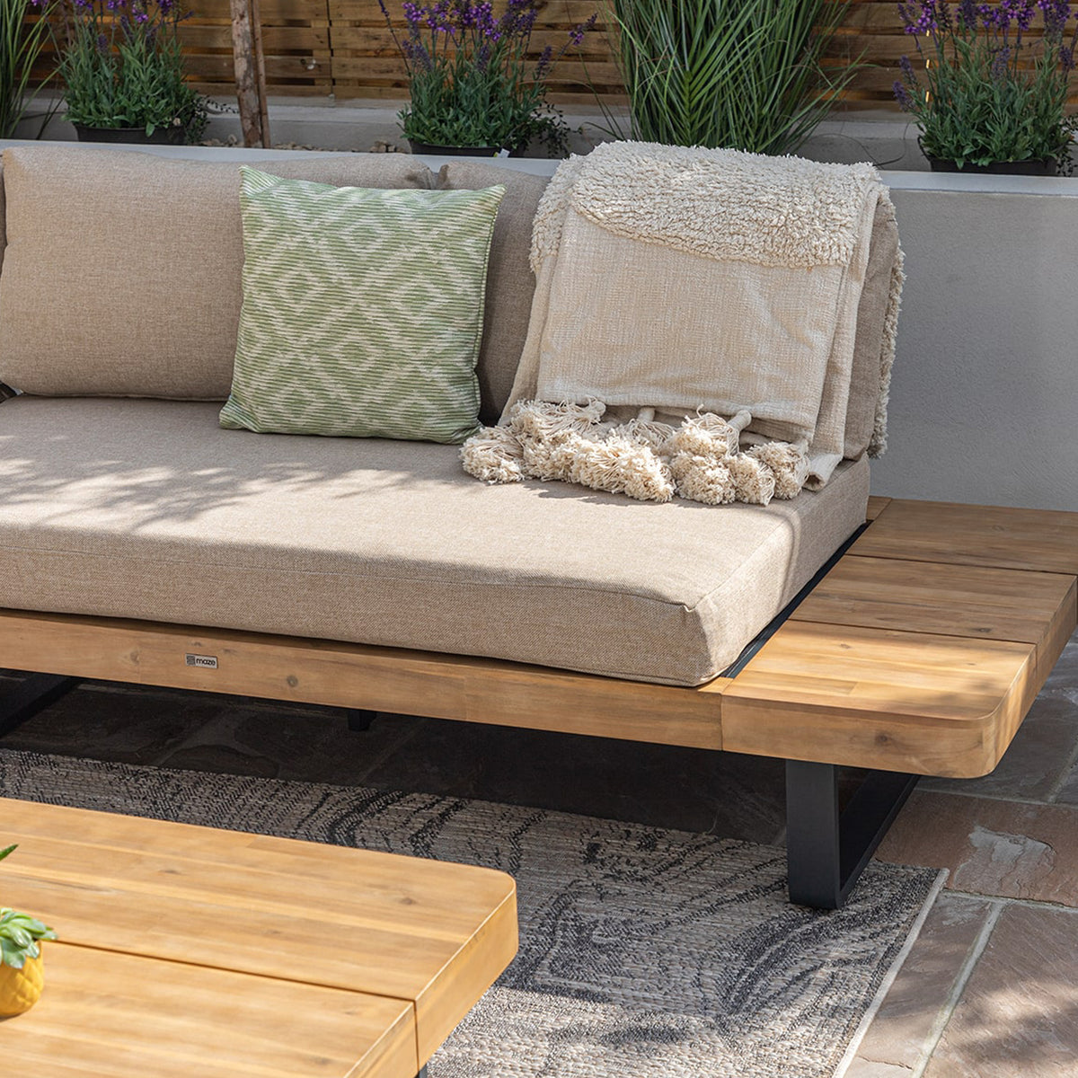 Bali Wooden Platform Outdoor Corner Sofa Set