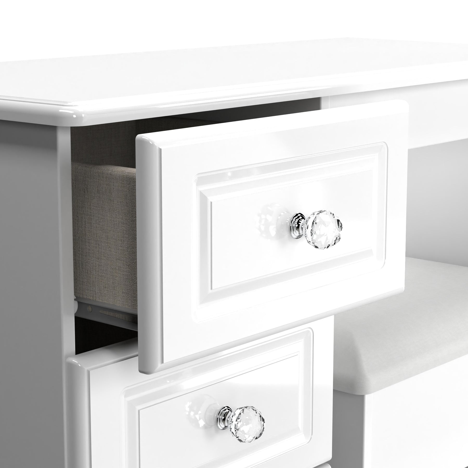Kinsley White Gloss Dressing Table with Stool